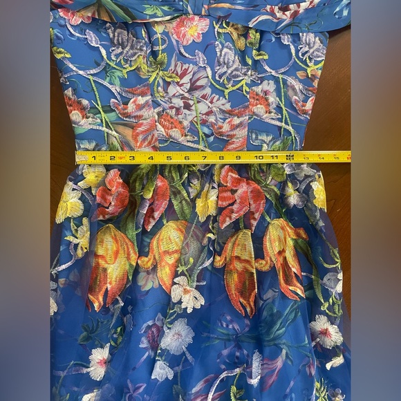 Marchesa Notte Embroidered Strapless Tulle Cocktail Dress Size 6 - Picture 7 of 10